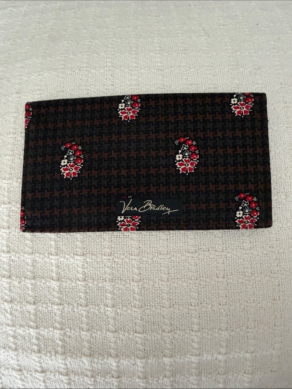 Vera Bradley Brown Wallet with Red & White Floral Accents